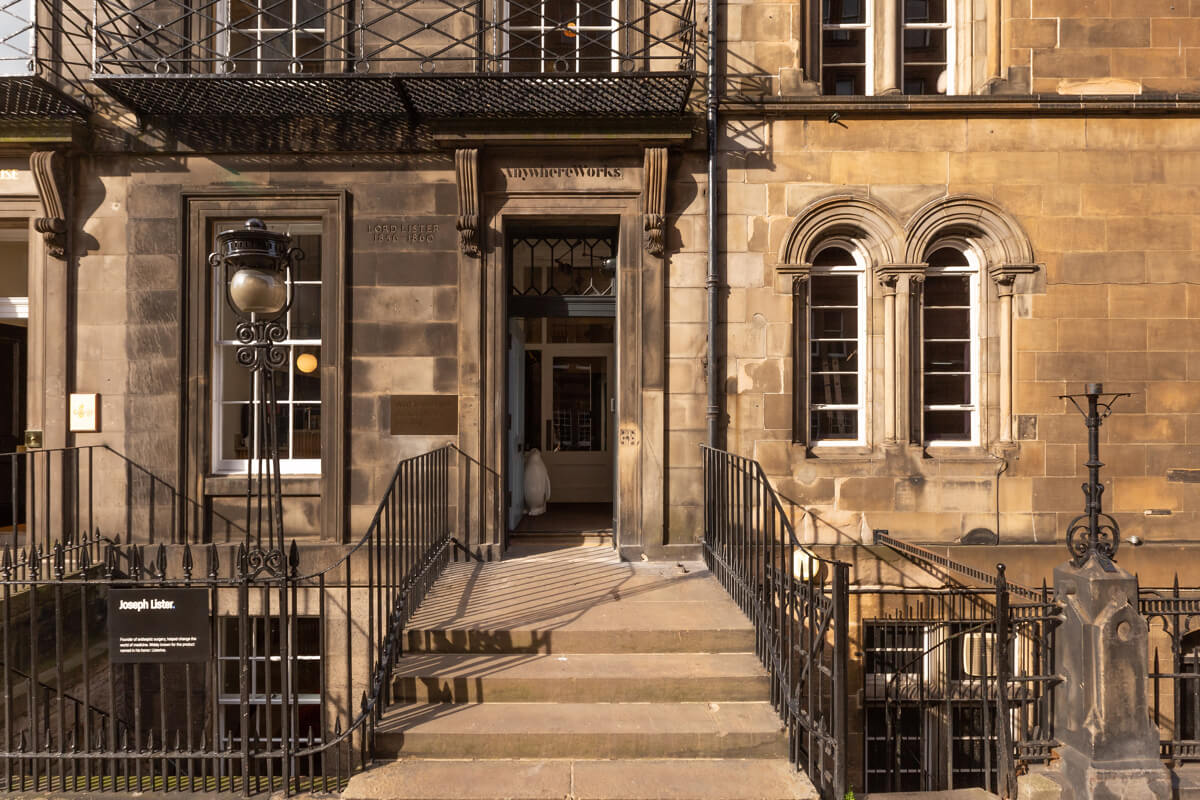 A entrance view of the hub by AnywhereWorks in Edinburgh